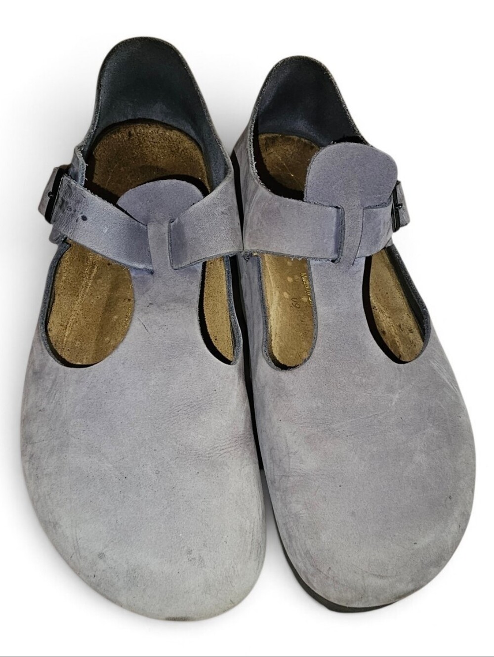 BIRKENSTOCK PARIS Vintage Perriwinkle Blue Suede T Strap Mary Janes - Size 11